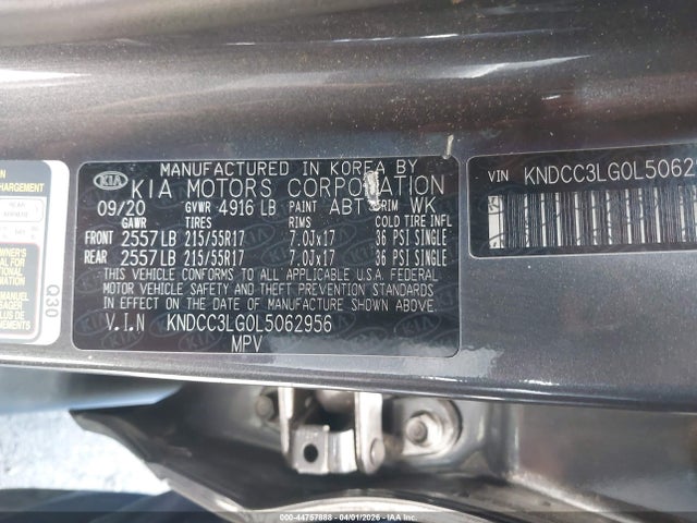 KNDCC3LG0L5062956 KIA Niro Ev Ex