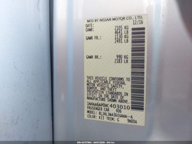 Nissan Maxima 3.5 Sv 2017 1N4AA6AP0HC403010 Image 9