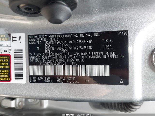 2020 TOYOTA HIGHLANDER 5TDZZRAH7LS501751 Photo 8