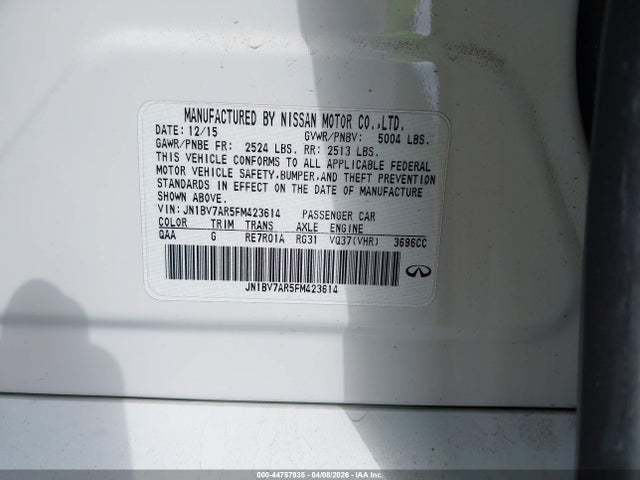 Auction sale of the 2015 Infiniti Q50 Premium, vin: JN1BV7AR5FM423614, lot number: 44757935