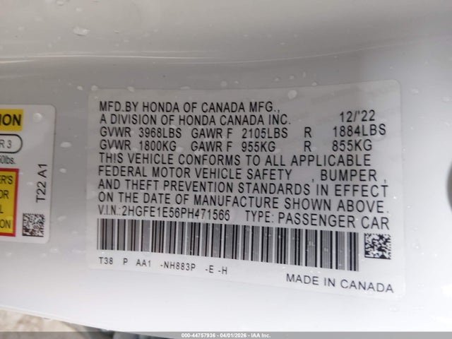 Honda CIVIC SI SEDAN 2023 2HGFE1E56PH471566 Image 9