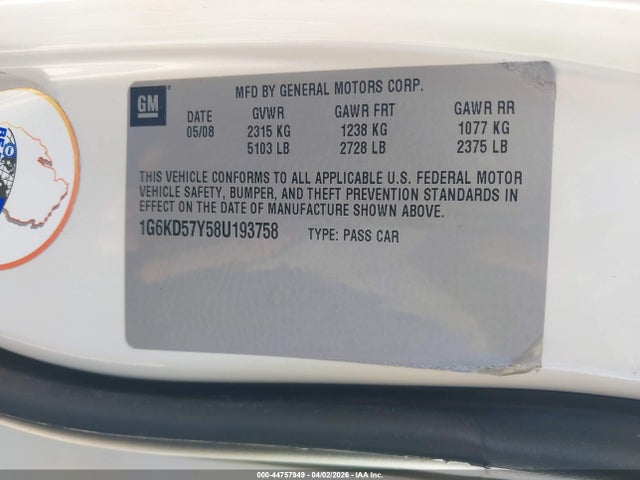 2008 CADILLAC DTS 1G6KD57Y58U193758 Photo 8