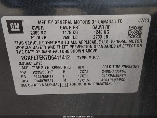 2013 GMC TERRAIN 2GKFLTEK7D6411412 Photo 8