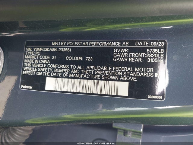 YSMFD3KA8RL233551 Polestar 2 Long Range Dual Motor/long Range Dual Motor Plus