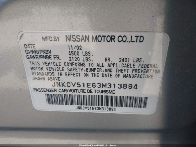 Продажа на аукционе авто 2003 Infiniti G35 Luxury Leather, vin: JNKCV51E63M313894, номер лота: 44758006