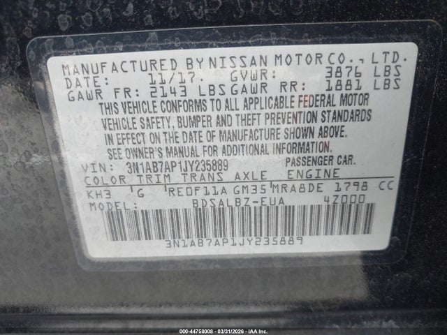 Nissan SENTRA S 2018 3N1AB7AP1JY235889 Image 9
