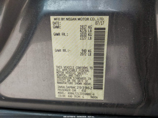 1N4AL3AP6HC293962 Nissan Altima 2.5 Sl