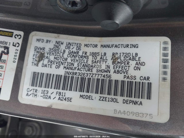 2007 TOYOTA COROLLA 1NXBR32E37Z777456 Photo 8