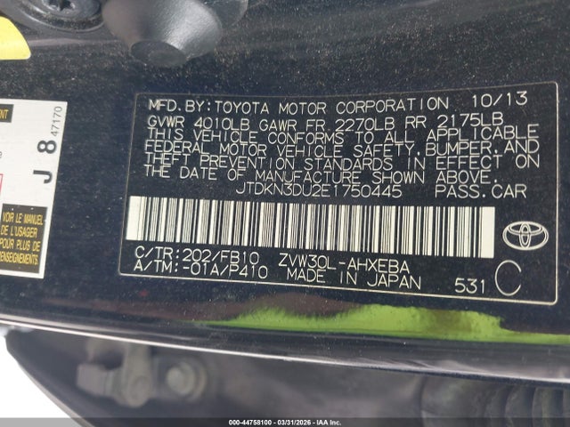 Toyota Prius Three 2014 JTDKN3DU2E1750445 Image 9
