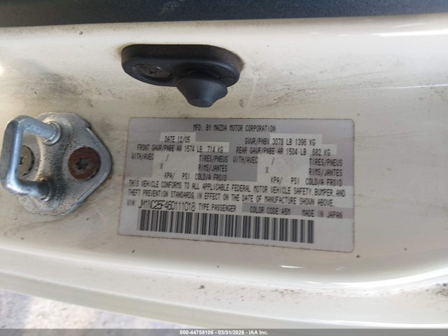 44758106 :رقم المزاد ، JM1NC25F460111018 vin ، 2006 Mazda Mx-5 Sport مزاد بيع