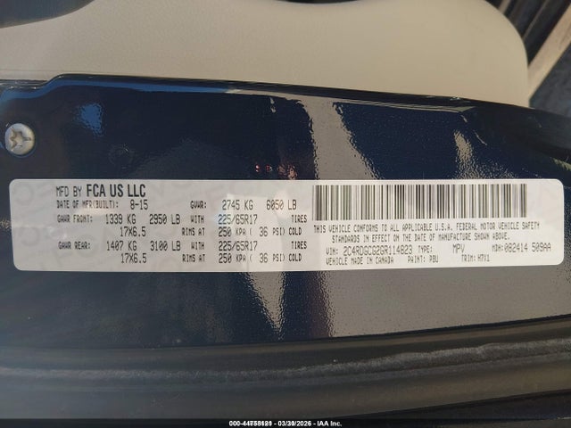 Aukcja sprzedaży 2016 Dodge Grand Caravan Sxt, vin: 2C4RDGCG2GR114823, numer aukcji: 44758121