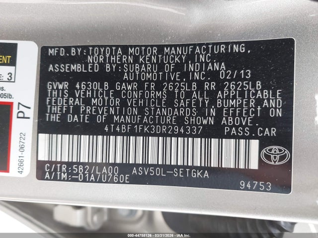 2013 TOYOTA CAMRY 4T4BF1FK3DR294337 Photo 8