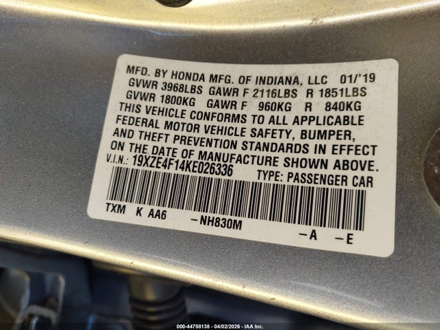 2019 HONDA INSIGHT 19XZE4F14KE026336 Photo 8