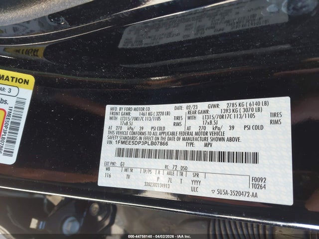 Продаж на аукціоні авто 2023 Ford Bronco Wildtrak, vin: 1FMEE5DP3PLB07866, номер лоту: 44758140