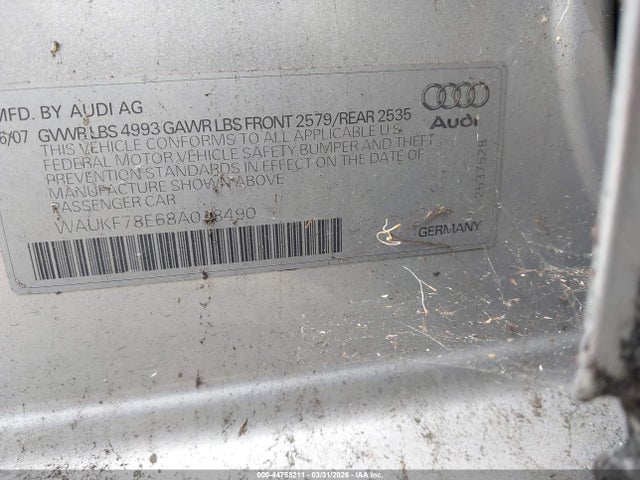 2008 AUDI A4 WAUKF78E68A018490 Photo 8