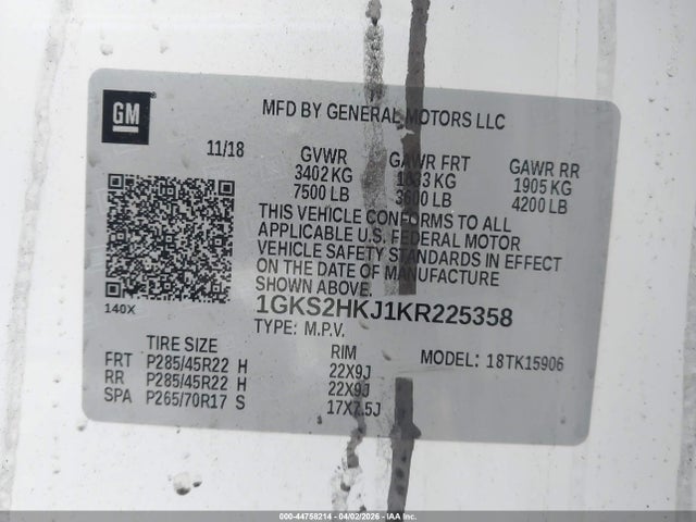 1GKS2HKJ1KR225358 GMC YUKON XL DENALI