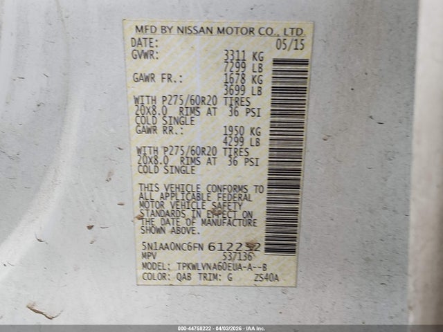 5N1AA0NC6FN612232 Nissan Armada Sl