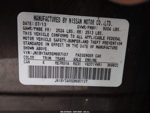 2014 INFINITI Q50 JN1BV7AR5EM687107 Photo 8
