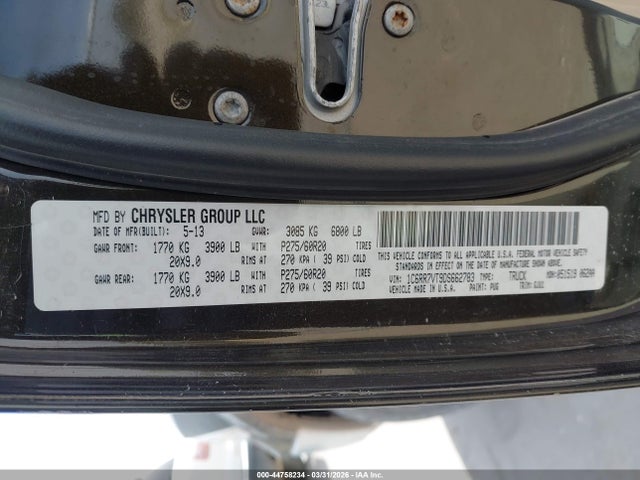 2013 RAM 1500 1C6RR7VT9DS662783 Photo 8