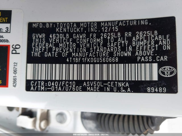 4T1BF1FK0GU560668 Toyota CAMRY LE