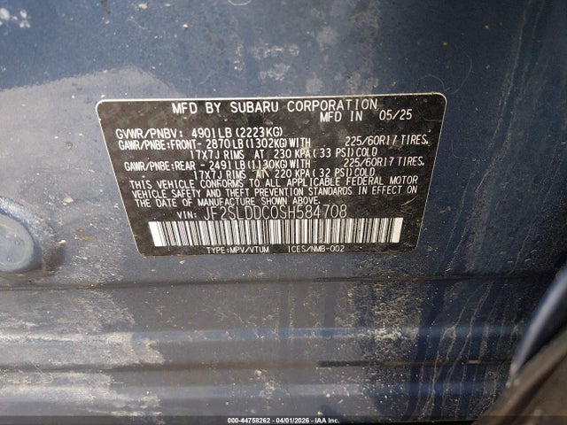 Aukcja sprzedaży 2025 Subaru Forester Premium, vin: JF2SLDDC0SH584708, numer aukcji: 44758262