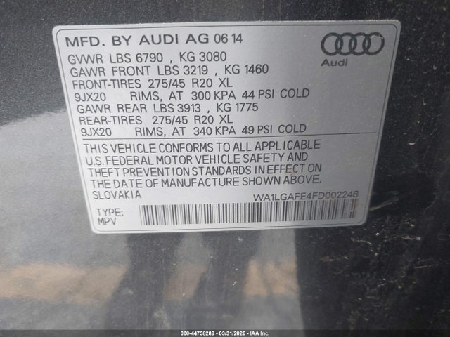 2015 AUDI Q7 WA1LGAFE4FD002248 Photo 8