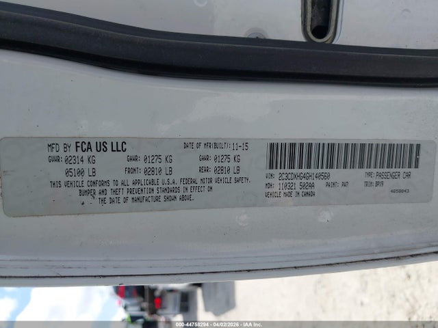 Продаж на аукціоні авто 2016 Dodge Charger Sxt, vin: 2C3CDXHG4GH140560, номер лоту: 44758294
