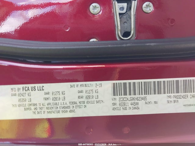 Aukcja sprzedaży 2019 Dodge Charger Sxt Awd, vin: 2C3CDXJG0KH623465, numer aukcji: 44758303