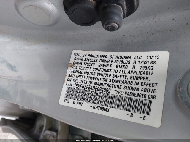2013 Honda Civic Lx მანქანა იყიდება აუქციონზე, vin: 19XFB2F54DE094559, აუქციონის ნომერი: 44758318