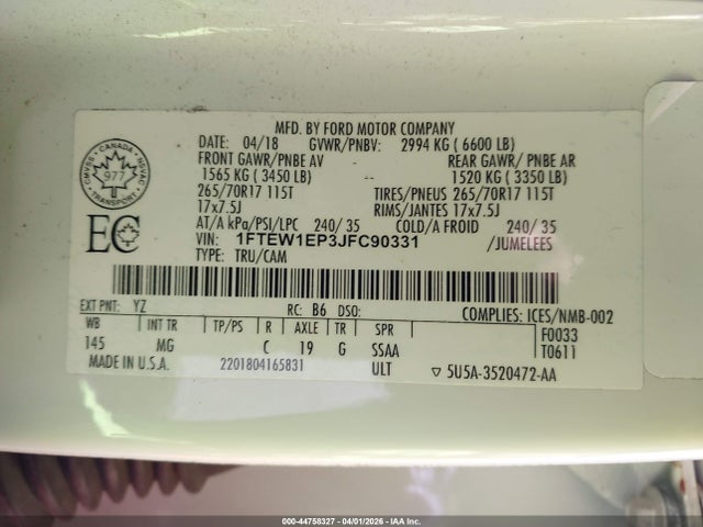 Ford F-150 Xlt 2018 1FTEW1EP3JFC90331 Image 9