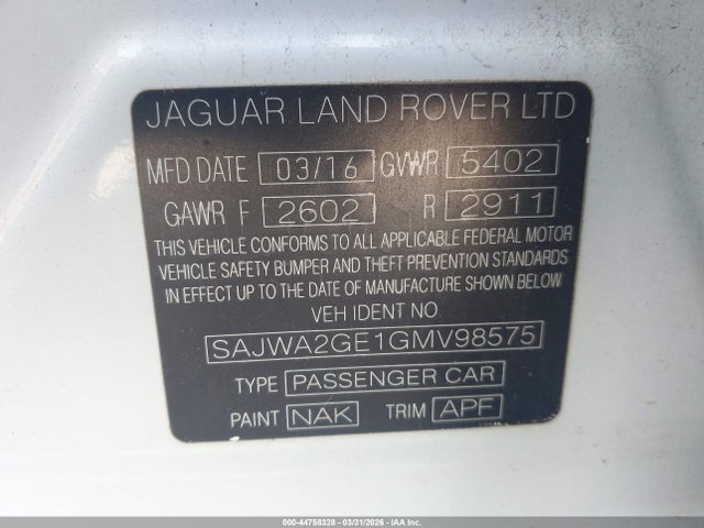 SAJWA2GE1GMV98575 Jaguar XJ