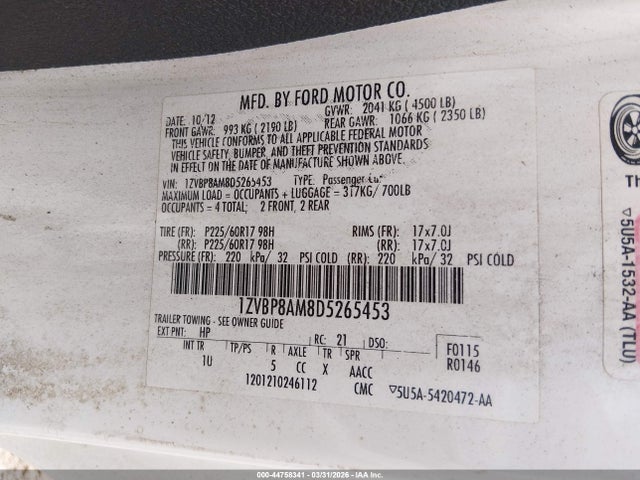 2013 FORD MUSTANG 1ZVBP8AM8D5265453 Photo 8