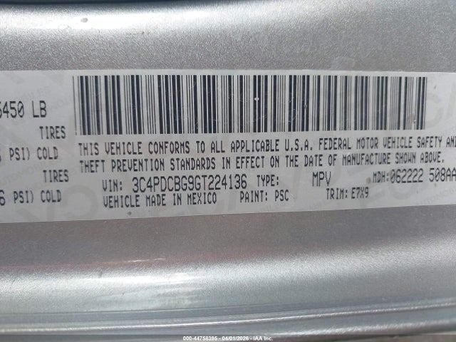 3C4PDCBG9GT224136 Dodge Journey Sxt