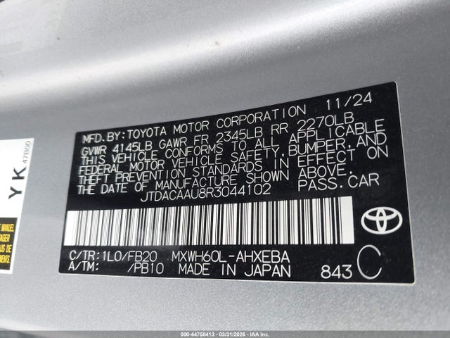 2024 TOYOTA PRIUS JTDACAAU8R3044102 Photo 8