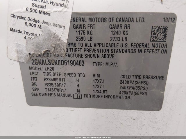 2013 GMC TERRAIN 2GKALSEK0D6190403 Photo 8