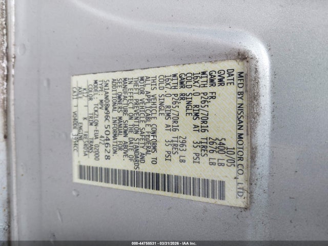 2006 NISSAN XTERRA 5N1AN08W96C504628 Photo 8