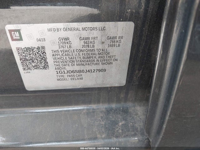 1G1JD6SB0J4127909 Chevrolet Sonic Lt Auto
