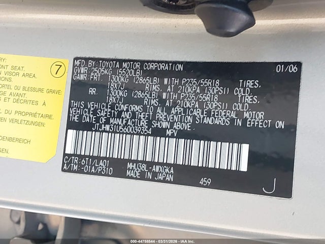 Продажа на аукционе авто 2006 Lexus Rx 400h, vin: JTJHW31U560039354, номер лота: 44758544