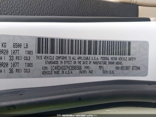 1C4RDHDG7HC896566 Dodge Durango Gt Rwd