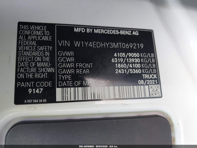 W1Y4EDHY3MT069219 Mercedes-Benz Sprinter 2500 High Roof V6