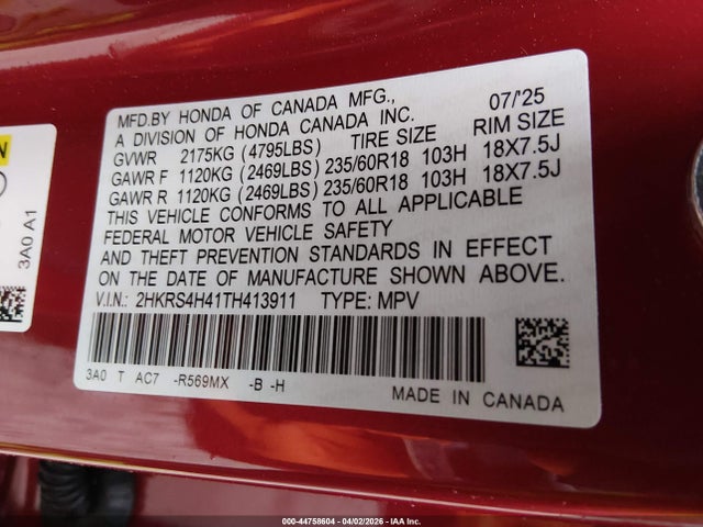 Honda Cr-v Ex Awd 2026 2HKRS4H41TH413911 Image 9