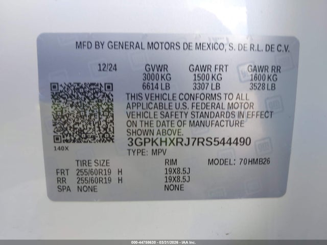 3GPKHXRJ7RS544490 Honda Prologue Touring