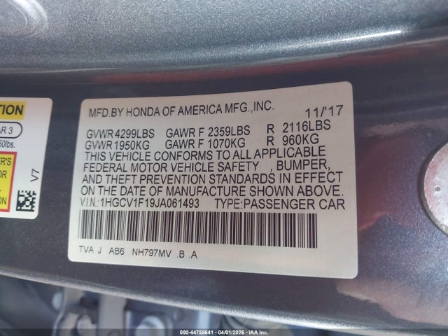 1HGCV1F19JA061493 Honda ACCORD LX