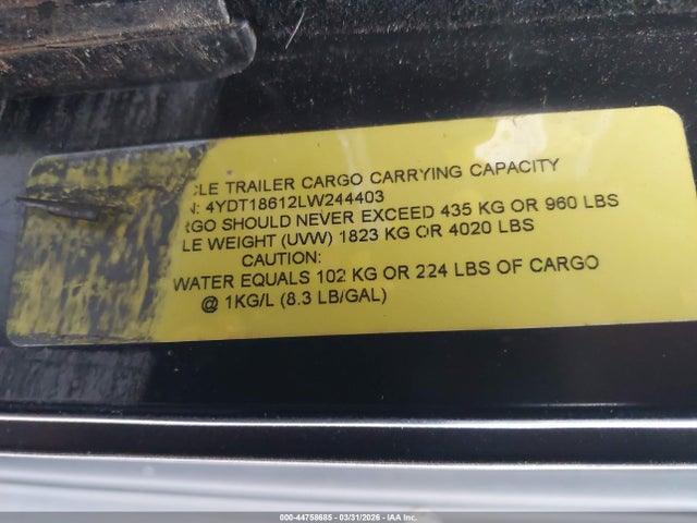 Продажа на аукционе авто 2020 Keystone Rv Hideout, vin: 4YDT18612LW244403, номер лота: 44758685