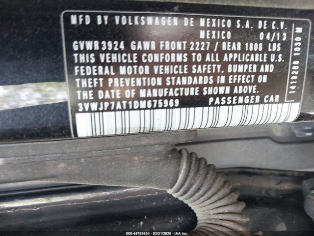 Aukcja sprzedaży 2013 Volkswagen Beetle 2.5l Fender Edition, vin: 3VWJP7AT1DM675969, numer aukcji: 44758694
