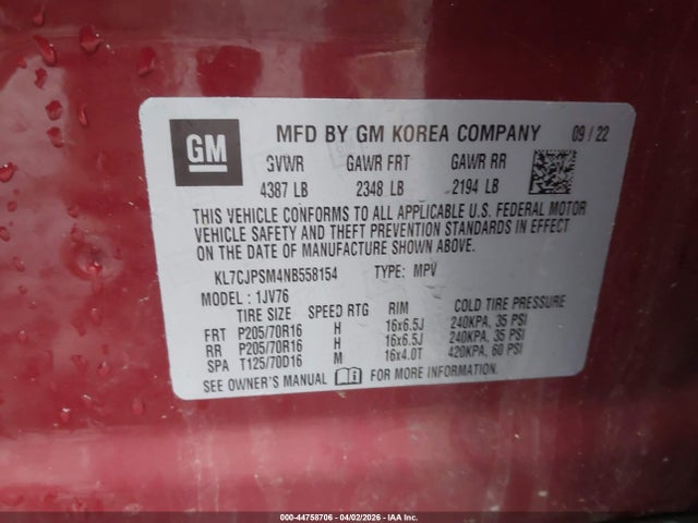 2022 CHEVROLET TRAX KL7CJPSM4NB558154 Photo 8