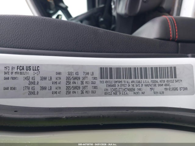 Продажа на аукционе авто 2017 Dodge Durango R/t Awd, vin: 1C4SDJCT1HC748694, номер лота: 44758750