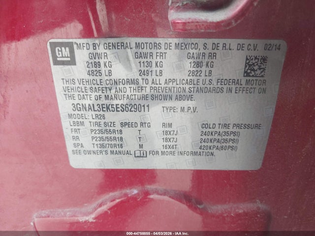 3GNAL3EK5ES629011 Chevrolet Captiva Sport Lt