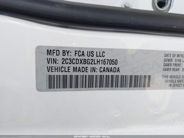 Dodge Charger Sxt Rwd 2020 2C3CDXBG2LH167050 Image 9