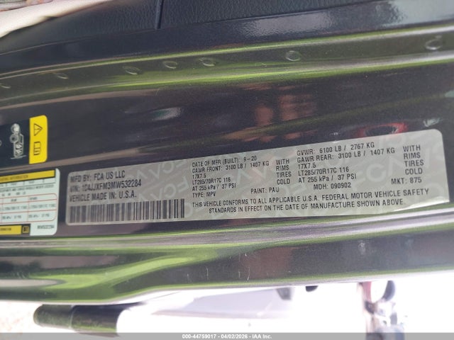 44759017 :رقم المزاد ، 1C4JJXFM3MW532284 vin ، 2021 Jeep Wrangler Unlimited Rubicon 4x4 مزاد بيع